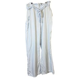 Thread Supply Paperbag Waist Pant Women XL Coastal Chambray Wide Leg Beachy Boho